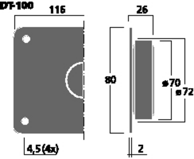 NUMBER ONE DT-100 TWEETER HI-FI A CUPOLA DA 25MM 60 WATT MAX 8 OHM - 116X80MM NUMBERONE DT-100