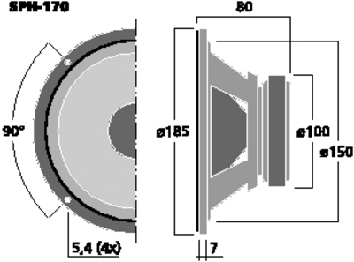 NUMBER ONE SPH-170 ALTOPARLANTE MID WOOFER 16,5CM 80W 8OHM HOME HI-FI BY MONACOR NUMBERONE SPH-170