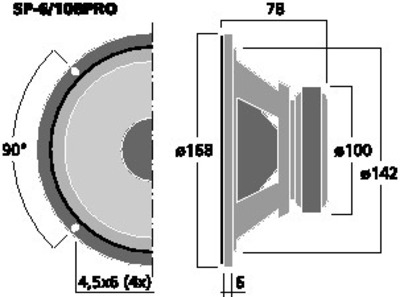IMG STAGE LINE SP-6/108PRO MID WOOFER 16,5CM 150W 8 OHM SPL 92DB HI-FI CAR HOME IMGSTAGELINE SP-6/108PRO