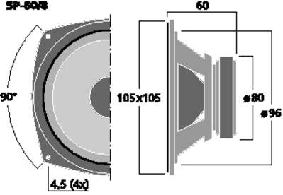 MONACOR SP-60/8 MID WOOFER HI-FI HOME 10CM 8 OHM 60 WATT MAX SPL 90DB - FS 65 HZ MONACOR SP-60/8