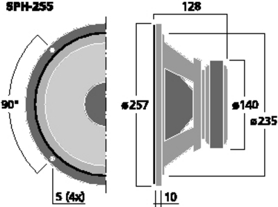 NUMBER ONE SPH-255 SUBWOOFER WOOFER HOME HI-FI 25CM 120 WATT 8OHM BY MONACOR NUMBERONE SPH-255