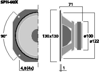 MONACOR SPH-60X ALTOPARLANTE LARGA BANDA CON DOPPIO CONO 13CM 60WATT 8 OHM 89DB MONACOR SPH-60X