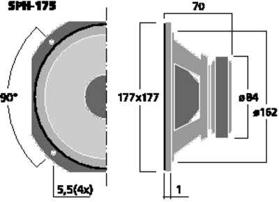 NUMBER ONE SPH-175 ALTOPARLANTE MID WOOFER 16,5CM 100WATT 8OHM 90DB BY MONACOR NUMBERONE SPH-175