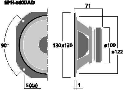 MONACOR SPH-68X/AD ALTOPARLANTE LARGA BANDA DOPPIO CONO 13CM 60W 8OHM SPL 89DB MONACOR SPH-68X/AD