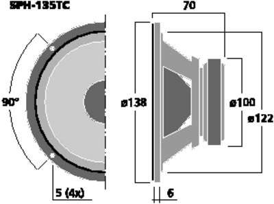 NUMBER ONE SPH-135TC WOOFER MIDRANGE HI-FI 13CM 2X60 WATT 8+8 OHM SPL 85DB HOME NUMBERONE SPH-135TC