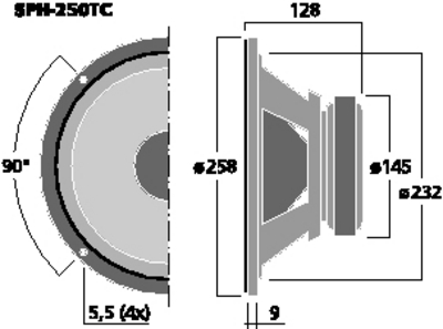 NUMBER ONE SPH-250TC WOOFER SUBWOOFER 25CM 8+8 OHM 150+150WATT MAX HOME HI-FI NUMBERONE SPH-250TC