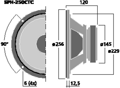 NUMBER ONE SPH-250CTC SUBWOOFER WOOFER 25CM 2X150 WATT 8+8 OHM TOP HI-FI HOME NUMBERONE SPH-250CTC