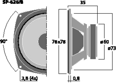 MONACOR SP-626/8 LARGA BANDA FULL RANGE 78MM 3WATT 8OHM PER COLONNE SONORE HOME MONACOR SP-626/8