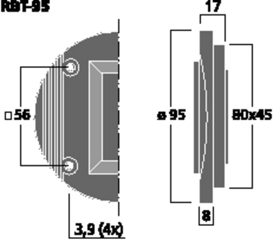 MONACOR RBT-95 TWEETER A NASTRO 95MM 60WATT MAX 8 OHM - SPL 98DB HOME HI-FI MONACOR RBT-95
