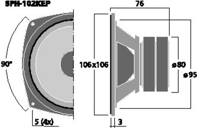 NUMBER ONE SPH-102KEP MIDRANGE WOOFER HIGH-TECH 10CM 120WATT 8OHM HI-FI HOME NUMBERONE SPH-102KEP