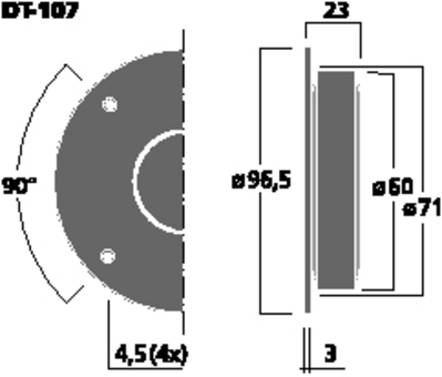 NUMBER ONE DT-107 TWEETER HI-FI A CUPOLA DA 25MM 130 WATT MAX 8 OHM - 96,5MM NUMBERONE DT-107