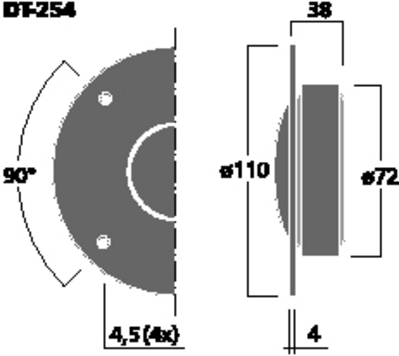 NUMBER ONE DT-254 TWEETER HI-FI CUPOLA DA 25MM 150 WATT 8 OHM HIGH-END - 110 MM NUMBERONE DT-254