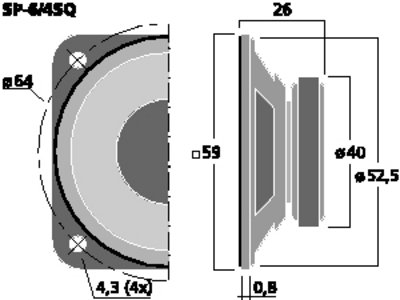 MONACOR SP-6/4SQ MINI ALTOPARLANTE FULL RANGE 59MM 5WATT 4 OHM HI-FI HOME SQ MONACOR SP-6/4SQ