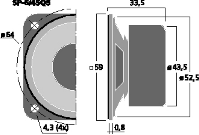 MONACOR SP-6/4SQS MINI ALTOPARLANTE FULL RANGE 59MM 5W 4OHM HI-FI HOME SCHERMATO MONACOR SP-6/4SQS