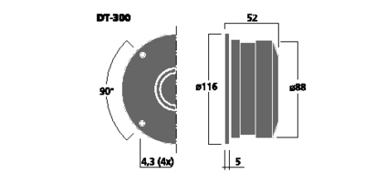 NUMBER ONE DT-300 TWEETER HI-FI A CUPOLA DA 30MM 100 WATT MAX 8 OHM - 116MM HQ NUMBERONE DT-300