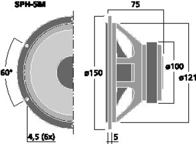 MONACOR SPH-5M WOOFER MIDRANGE HIFI HOME 13CM 8OHM 80WATT HIGH QUALITY SPL 88DB MONACOR SPH-5M