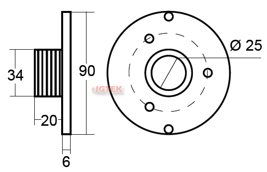 IGTEK - FLANGIA ADATTATORE 1" PER DRIVER / TROMBA  90 X H26 MM - CIARE YBR706