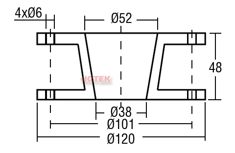 IGTEK - FLANGIA ADATTATORE 1,4" A 2" x DRIVER PU721-T PU722-T/ TROMBA PR401 CIARE YBR707