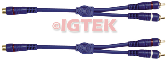 IGTEK - COPPIA CAVO SDOPPIATORE RCA CIARE YCT2M1F 30 CM - 2 MASCHIO - 1 FEMMINA