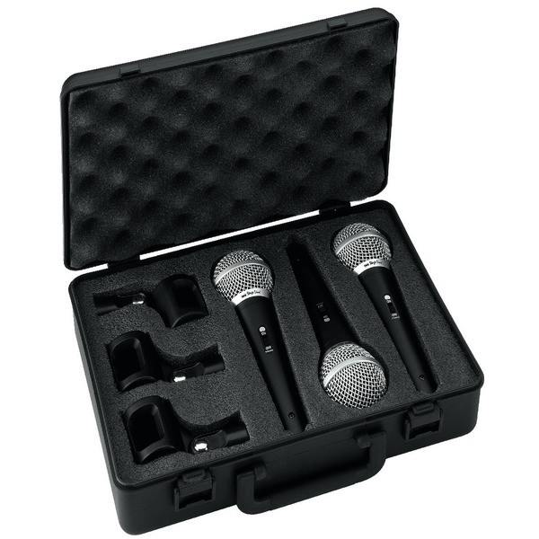 IGTEK - IMG STAGE LINE DM-3SET SET 3 MICROFONI DINAMICI PER VOCE E CANTO CON SUPPORTI