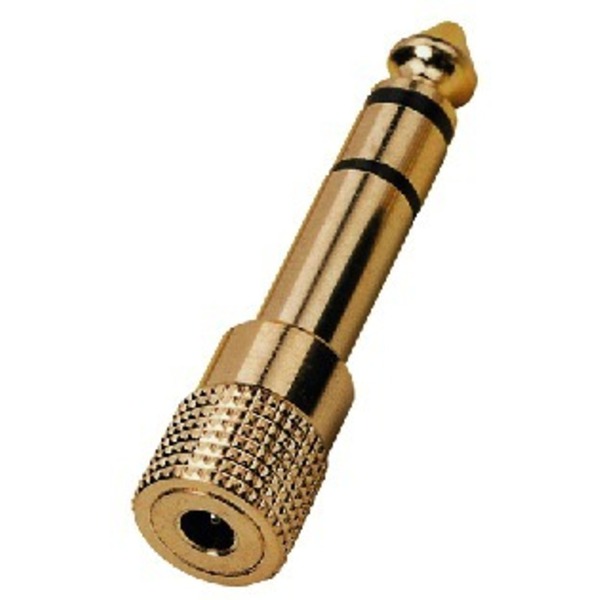 IGTEK - MONACOR HA-37G ADATTATORE AUDIO JACK 6,3 MM SU JACK FEMMINA 3,5 MM STEREO DORATO