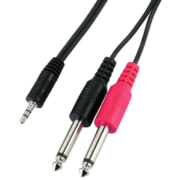 IGTEK - MONACOR MCA-204 CAVO AUDIO 1X JACK STEREO 3,5MM > 2X JACK MONO 6,3MM 2M MIXER/PC