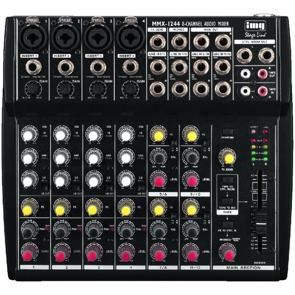 IGTEK - IMG STAGE LINE MMX-1244 MIXER AUDIO 8 CANALI -12 INGRESSI X KARAOKE CANTO E VOCE