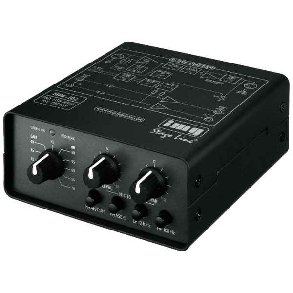 IGTEK - IMG STAGE LINE MPA-102 PREAMPLIFICATORE LOW-NOISE A 1 CANALE PER MICROFONO