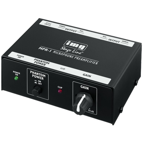 IGTEK - IMG STAGE LINE MPR-1 PREAMPLIFICATORE 1CANALE MICROFONO PHANTOM XLR / JACK 6,3MM