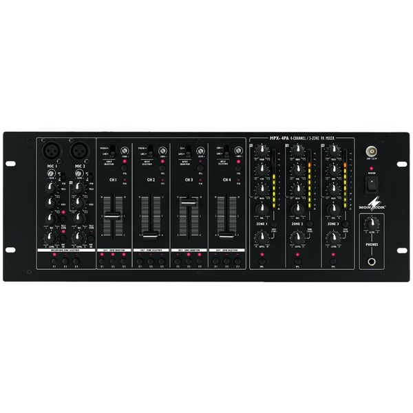 IGTEK - MONACOR MPX-4PA MIXER AUDIO A 3 ZONE CON ROUTING - 4 CANALI STEREO + 2 MIC
