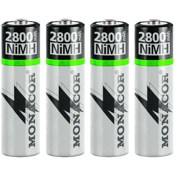 IGTEK - MONACOR NIMH-2800/4 SET 4 BATTERIE STILO AA RICARICABILI NIMH - 1,2V / 2800MAH