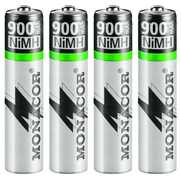 IGTEK - MONACOR NIMH-900R/4 SET 4 BATTERIE MINISTILO AAA RICARICABILI NIMH -1,2V/ 900MAH