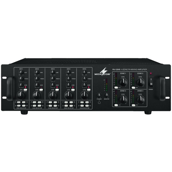 IGTEK - MONACOR PA-12040 AMPLIFICATORE MIXER 4 ZONE SONORIZZAZIONI MULTIROOM 4X120W RMS