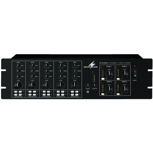 IGTEK - MONACOR PA-4040MPX MIXER 4 ZONE APPLICAZIONI UNIVERSALI MULTI-STANZE FILODIFFUSI