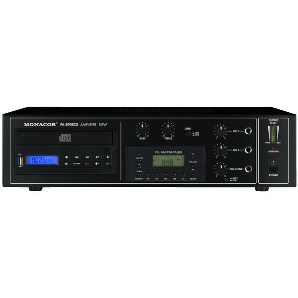 IGTEK - MONACOR PA-890RCD AMPLIFICATORE MIXER PA 100 VOLT LETTORE CD RADIO TUNER USB 80W