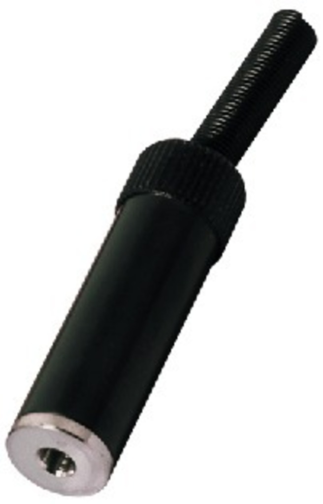 IGTEK - MONACOR PG-303J PLUG SPINOTTO JACK FEMMINA 3,5MM METALLO NERO PER CAVO 3,5MM