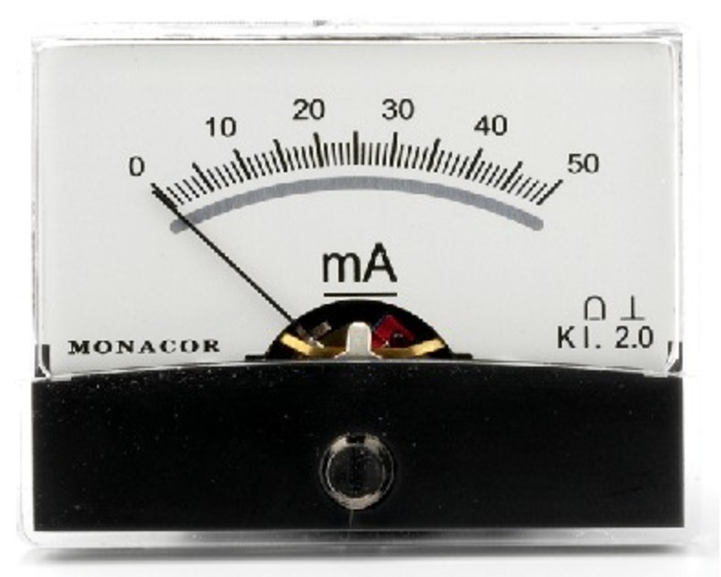 IGTEK - MONACOR PM-2/50MA STRUMENTO MISURATORE DA PANNELLO SCALA SPECCHIO - CAMPO 50 MA
