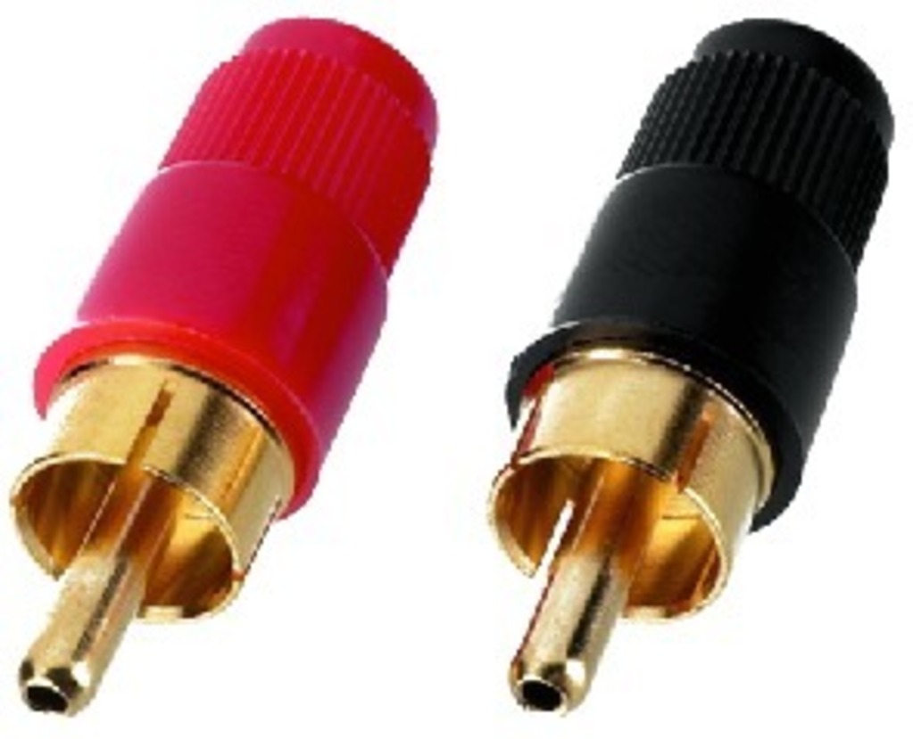 IGTEK - MONACOR T-701G COPPIA CONNETTORI RCA MASCHIO ROSSO NERO - CAVO 5MM X AUDIO VIDEO