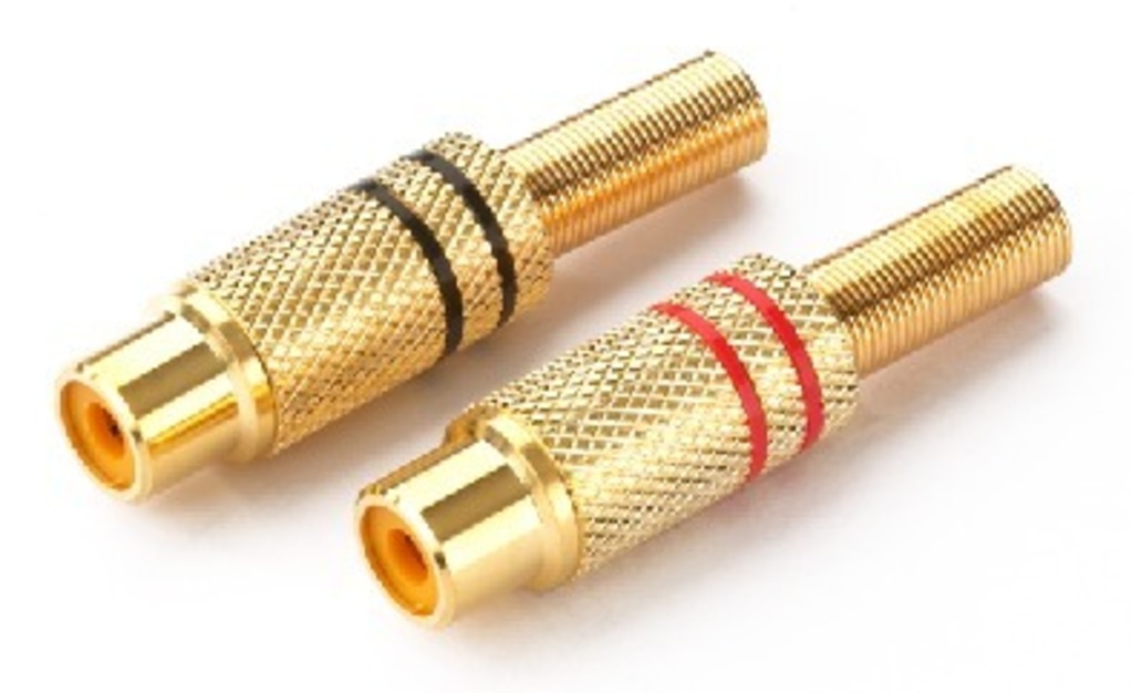 IGTEK - MONACOR T-707JGLC COPPIA CONNETTORI RCA FEMMINA PLACATO ORO CON SALVACAVO -AUDIO