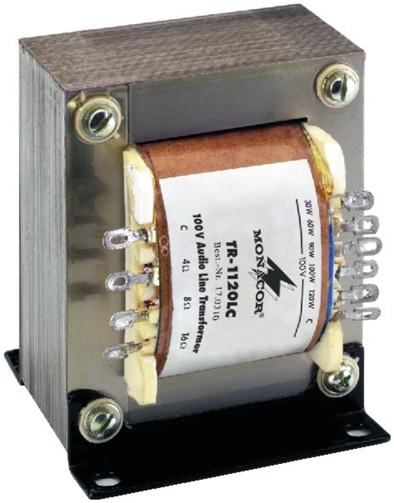 IGTEK - MONACOR TR-1120LC TRASFORMATORE AUDIO 100V 120W X ALTOPARLANTI SENZA USCITA 100V IGTEK - MONACOR TR-1120LC TRASFORMATORE AUDIO 100V 120W X ALTOPARLANTI SENZA USCITA 100V