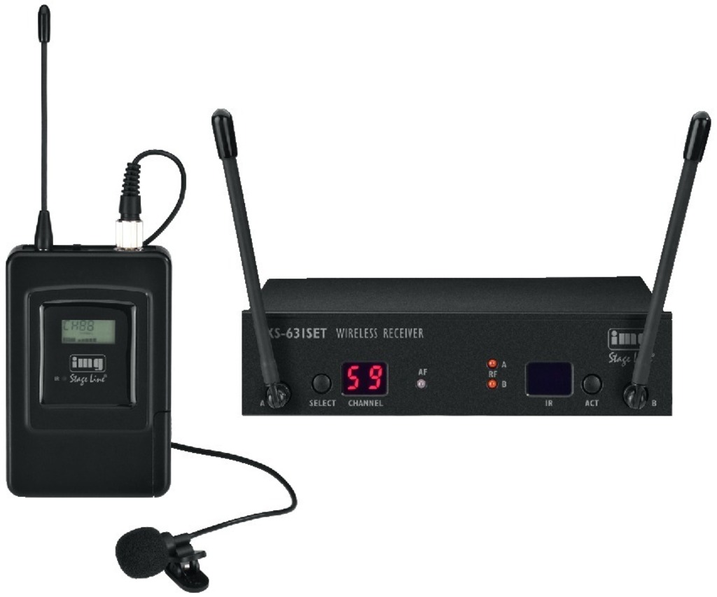 IGTEK - IMG STAGE LINE TXS-631SET KIT MICROFONO A CRAVATTA WIRELESS SENZA FILI UHF 80 CH