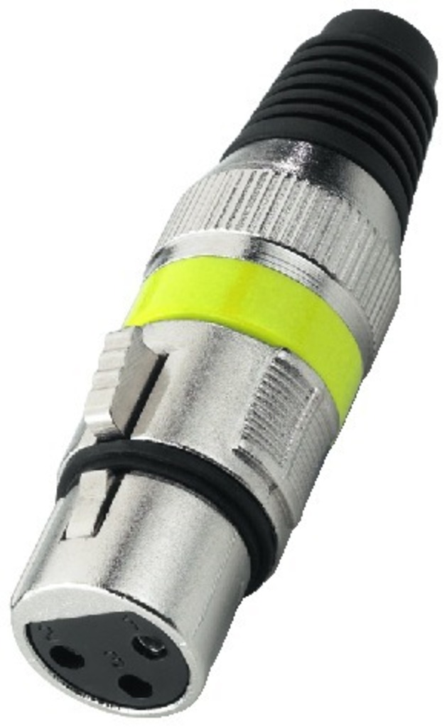 IGTEK - MONACOR XLR-207J/GE CONNETTORE FEMMINA XLR 3POLI GIALLO IN METALLO CON SALVACAVO