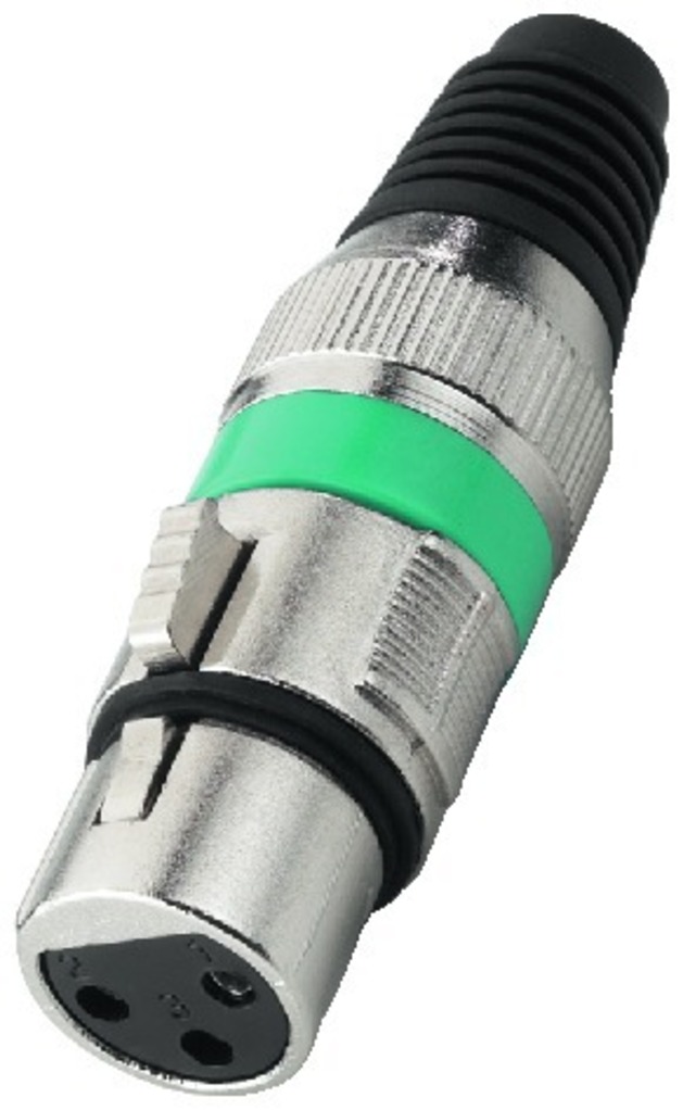 IGTEK - MONACOR XLR-207J/GN CONNETTORE FEMMINA XLR 3 POLI VERDE IN METALLO CON SALVACAVO