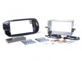 IGTEK - MASCHERINA AUTORADIO KIT DOPPIO DIN NERO LUCIDO - PIANO BLACK PER FIAT 500